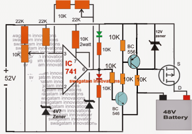 Make this 48V Automatic Battery Charger Circuit - Electronic Circuit Projects