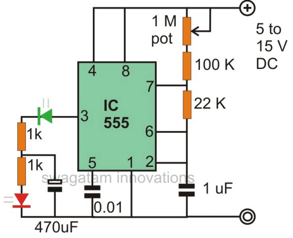 IC 555 LED Flasher Circuits Fading