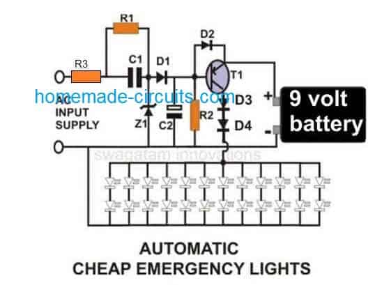 Automatic LED Emergency Light Circuit Diagram using LDR