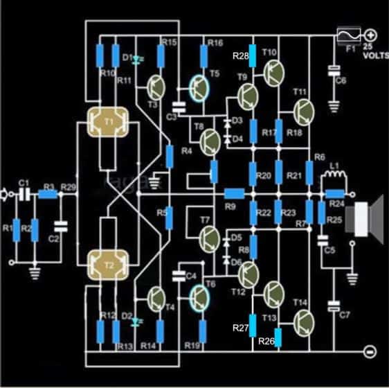 Hi Fi 100 Watt Amplifier Circuit Using 2n3055 Transistors Mini Crescendo Homemade Circuit Projects