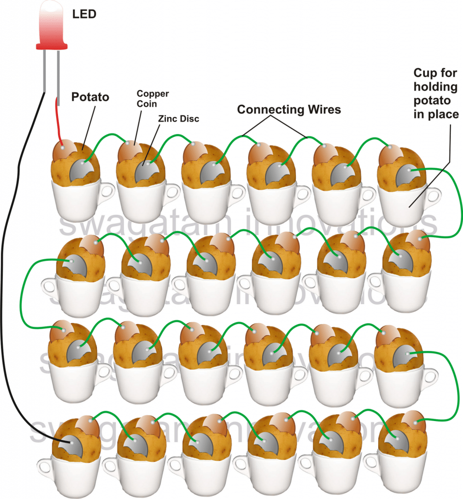 Potato Battery Circuit - Electricity from Vegetables and Fruits ...