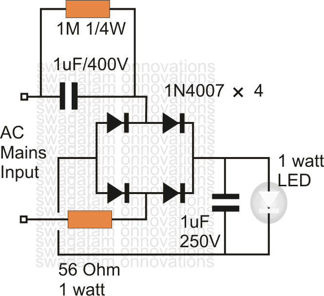 220V/110V Mains 1 Watt LED Driver welding inverter schematic diagram 
