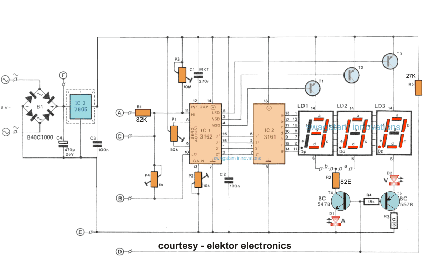How to Make a Digital Voltmeter, Ammeter Module Circuits ... 220 30 amp wiring diagram 