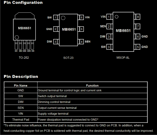 1amp led driver IC specs