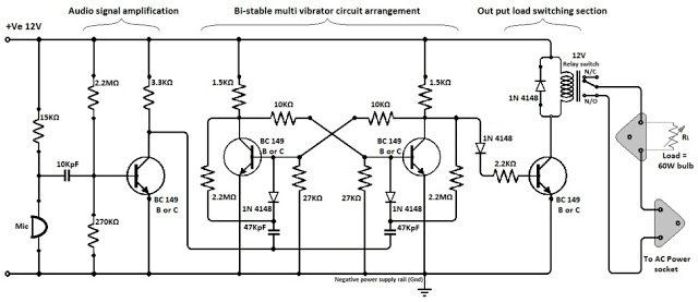 Simple Clap Switch Circuit Using Transistors