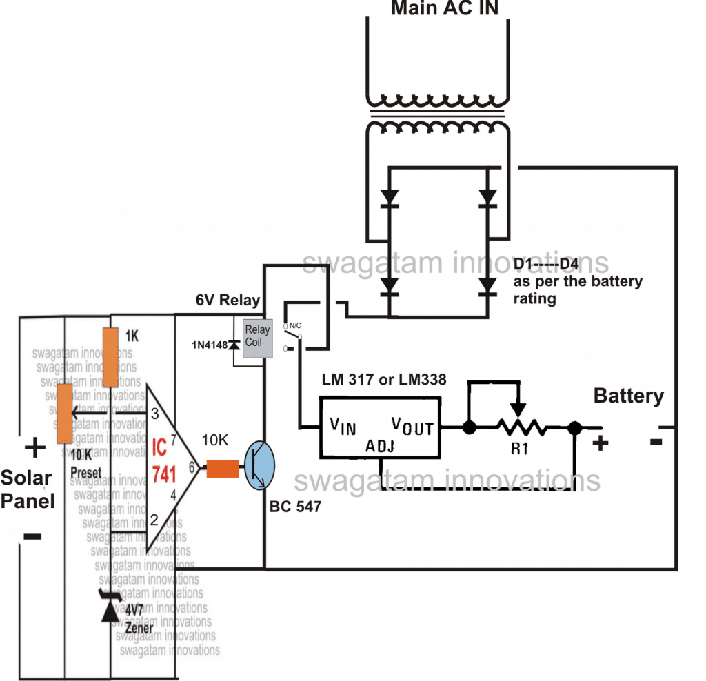 solarpanelmainsAVCchangeoverrelaycircuit