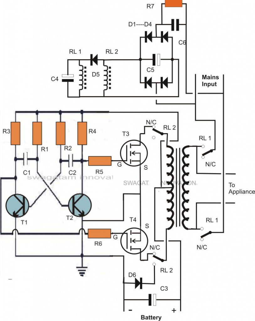 singletransformerinverterchargerchangeovercircuit