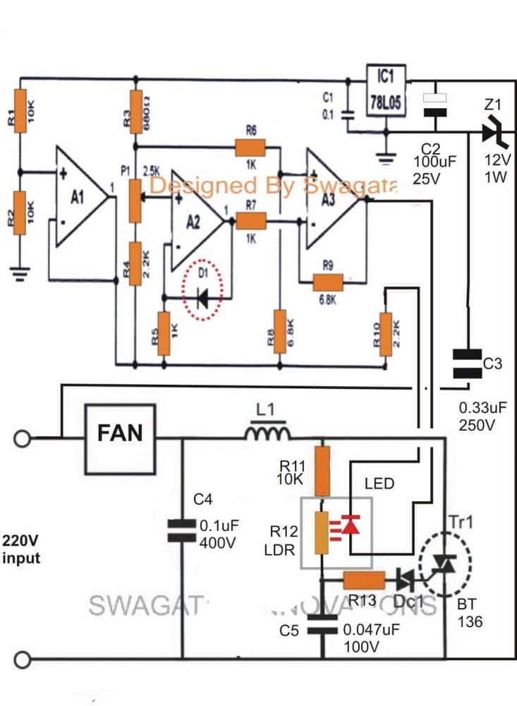 Climate Dependent Automatic Fan Speed Controller Circuit - Homemade