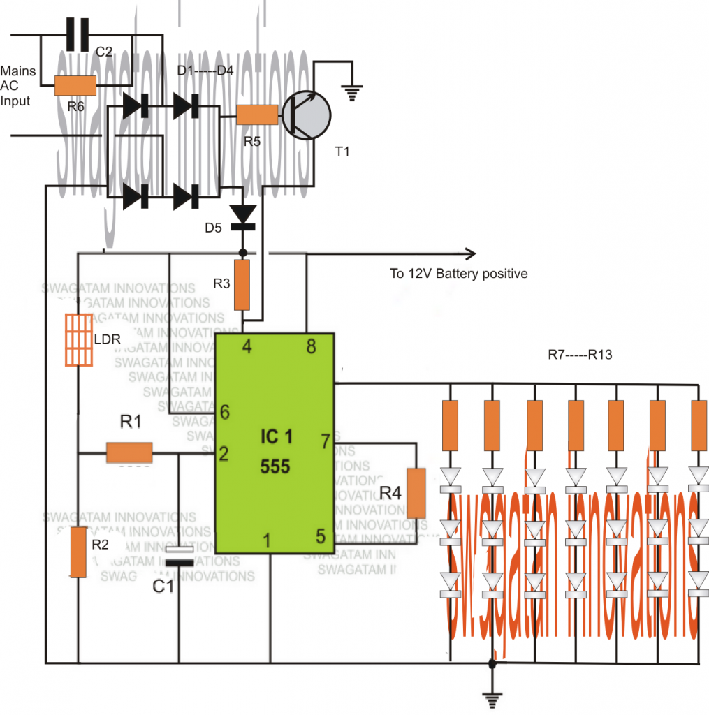 simplestautomaticemergencylightcircuitusingIC555