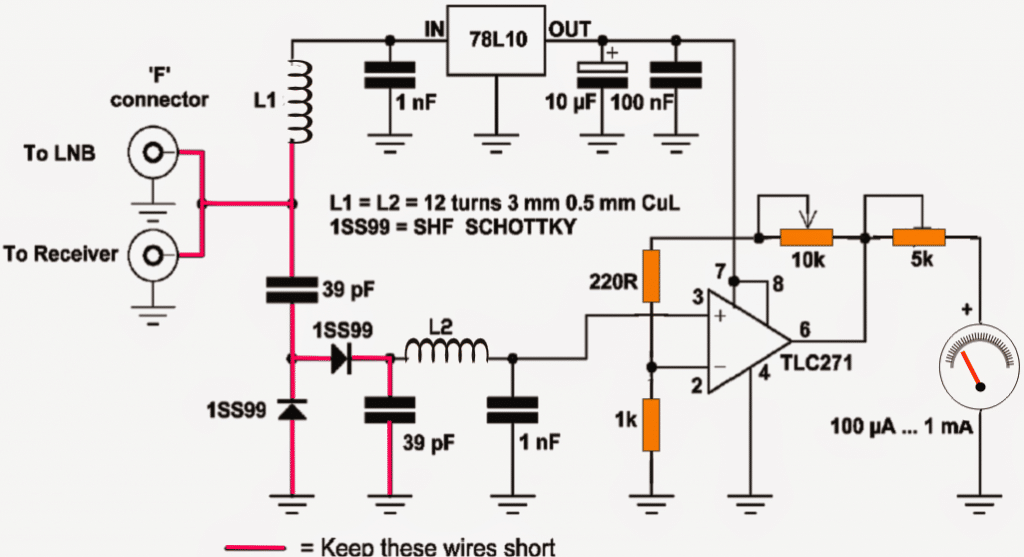 Satellite Signal Strength Meter Circuit | Homemade Circuit ... dish satellite wiring diagram 