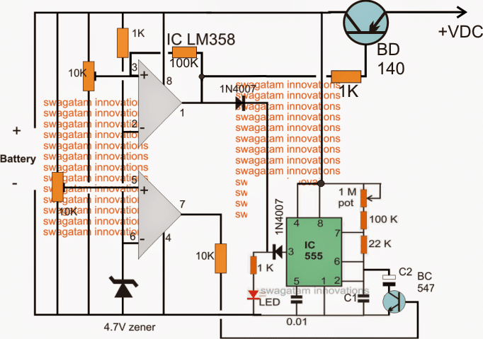 Battery Charging Fault Indicator Circuit - Electronic Circuit Projects