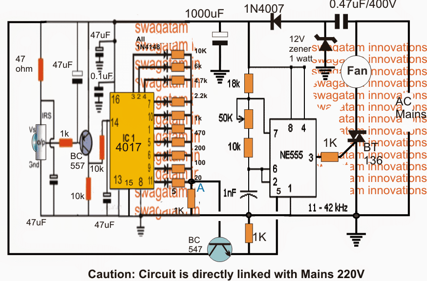 Remote Controlled Ceiling Fan Regulator Circuit Homemade Circuit