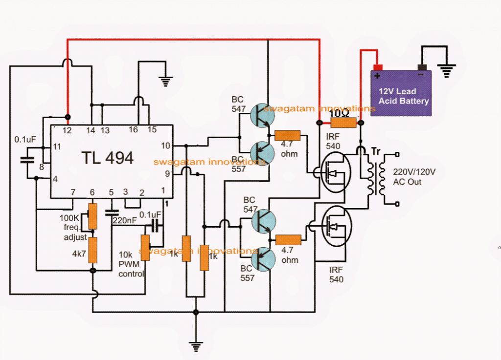 PWM Inverter Using IC TL494 Circuit | Homemade Circuit ...