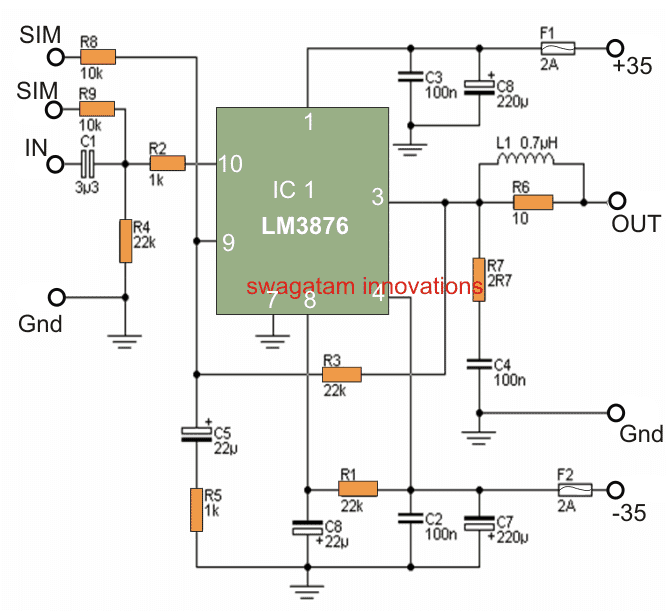 Simple Power Amplifier Circuit: Simple 50 Watt Power Amplifier