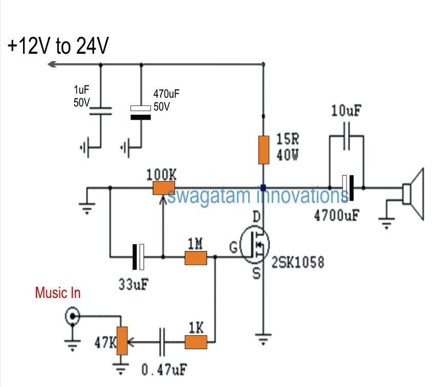 Single MOSFET Class A Power Amplifier Circuit | Homemade ...