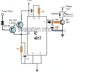 Touch Sensor Relay ON OFF Switch Circuit using a Single IC 4017 ...