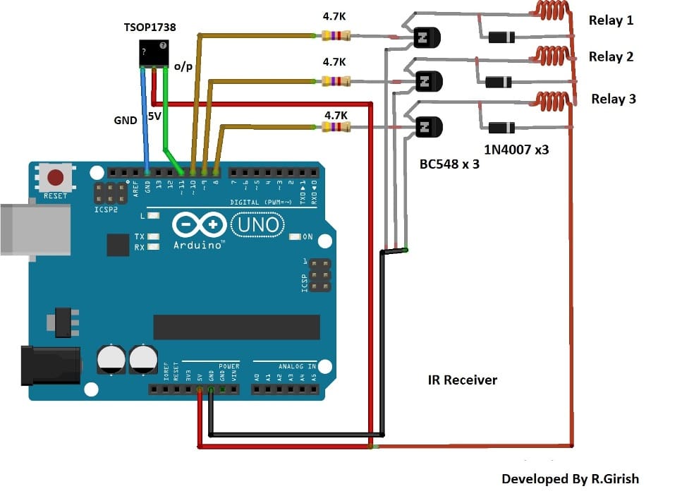Arduino IR Remote Control Circuit | Homemade Circuit Projects arduino keypad wiring diagram 