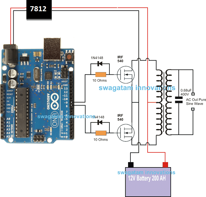 Arduino Pure Sine Wave Inverter Circuit with Full Program ...