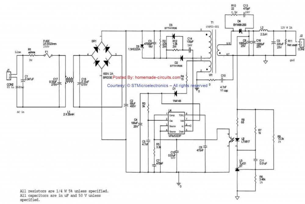 Volwassen pindas aanvaarden 2 Compact 12V 2 Amp SMPS Circuit for LED Driver - Homemade Circuit Projects