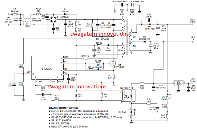 110V, 14V, 5V SMPS Circuit kapanadze circuit diagram 