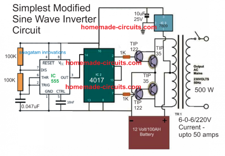 7 Modified Sine Wave Inverter Circuits Explored - 100W to 3kVA ...