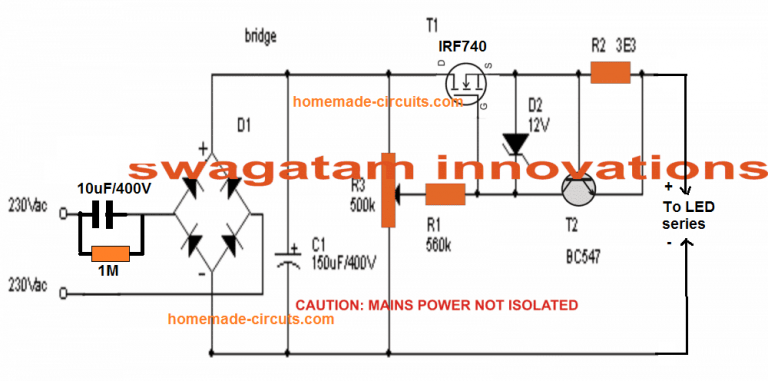 Simplest 100 Watt LED Bulb Circuit – Homemade Circuit Projects