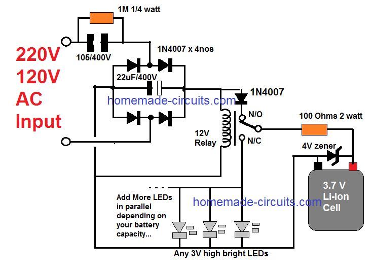 10 Automatic Emergency Light Circuits - Homemade Circuit Projects