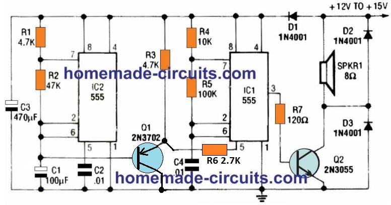 7 Interesting IC 555 Siren and Alarm Circuits - Homemade Circuit