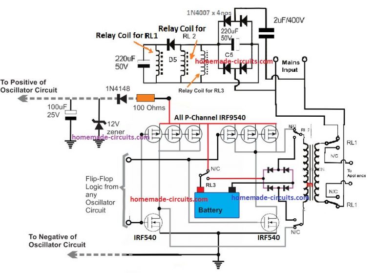 Homemade Transformerless Inverter Circuit Diagram