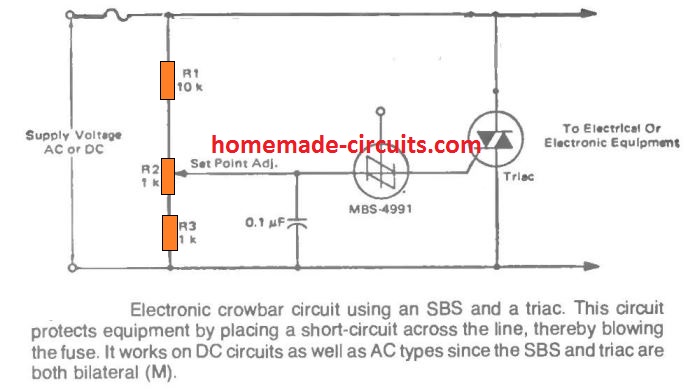 AC Dc crowbar using triac and fuse