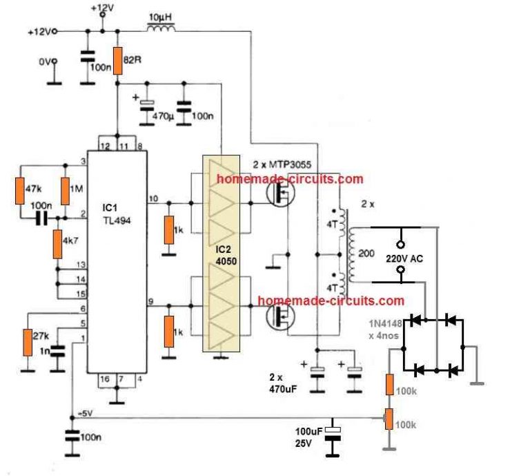 Pwm Inverter Using Ic Tl Circuit Homemade Circuit Projects