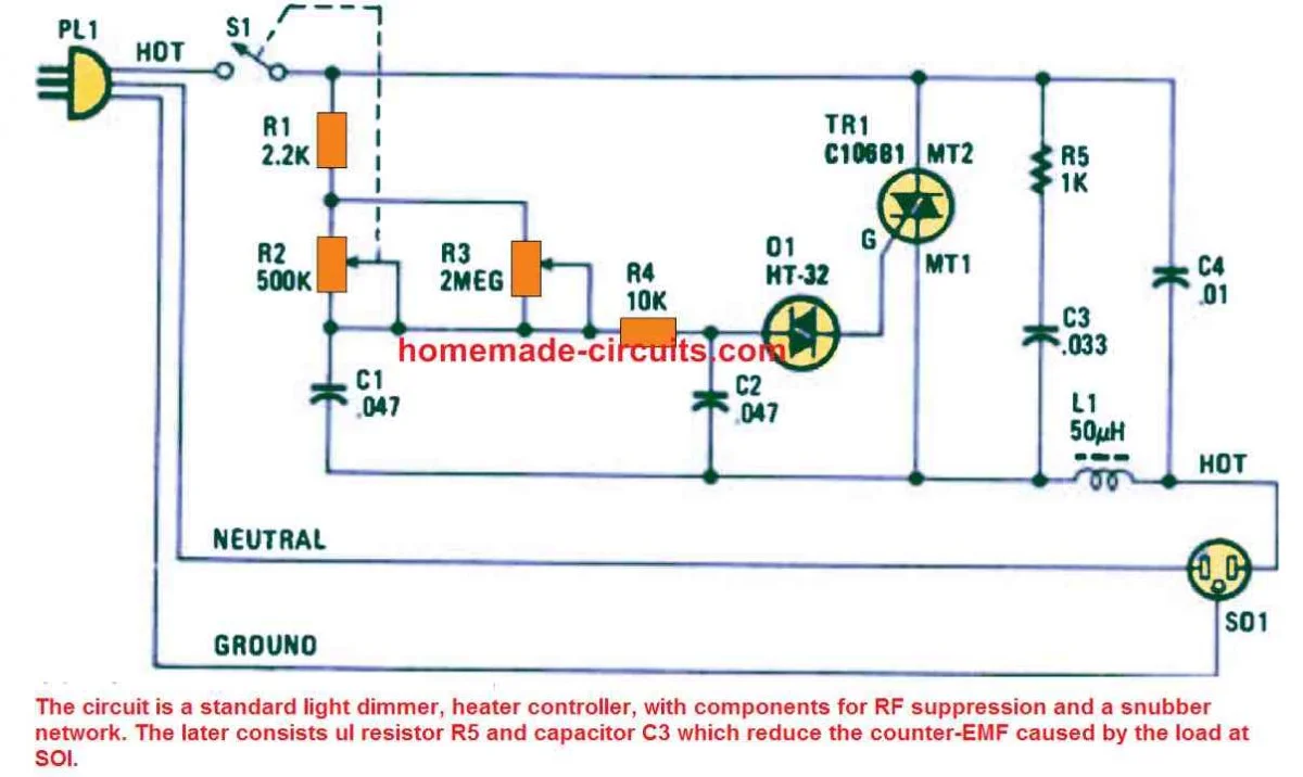 How to Make a 25 Amp, 1500 watts Heater Controller Circuit - Homemade ...