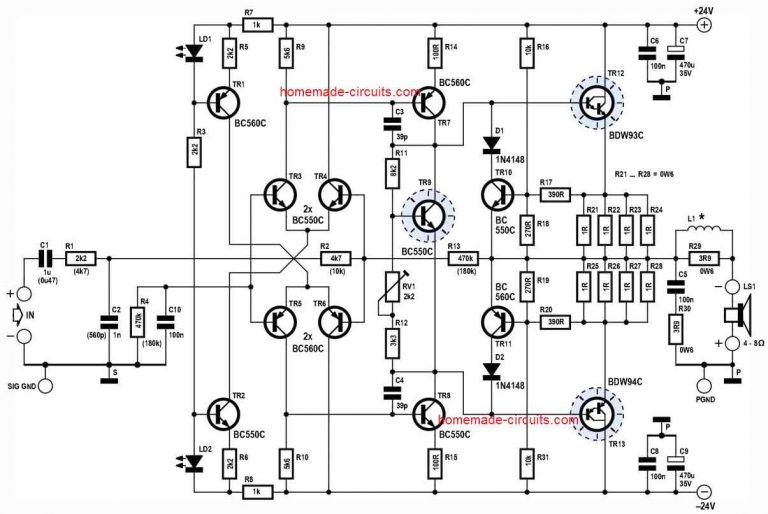 60 Watt Amplifier Circuit – Homemade Circuit Projects