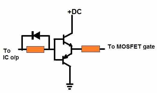 connecting BJT buffer to mosfet gate for improved switching
