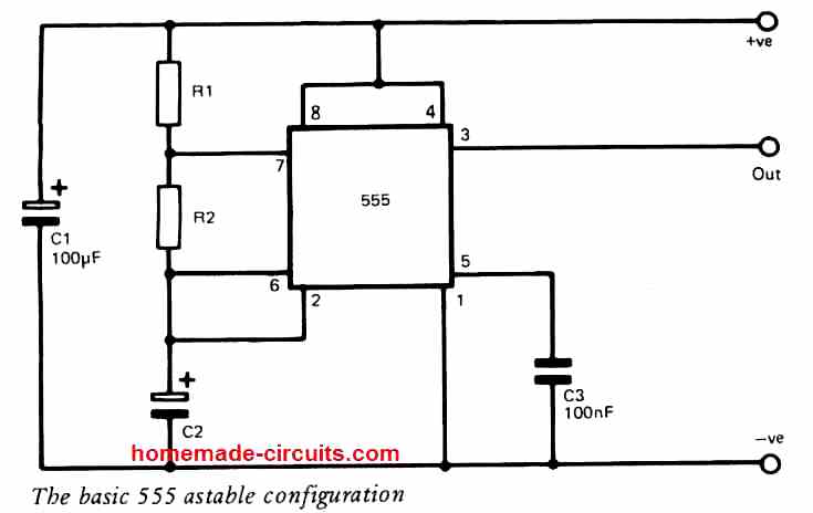 IC 555 Astable Multivibrator | Homemade Circuit Projects