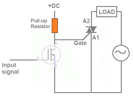 how to connect a triac with a MOSFET