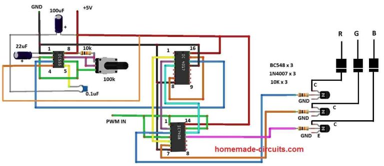 RGB Light Strip Controller Circuits - Homemade Circuit Projects