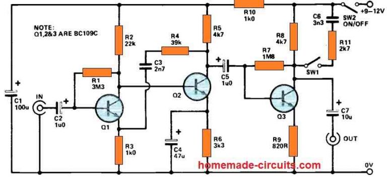 5 Simple Preamplifier Circuits Explained - Homemade Circuit Projects