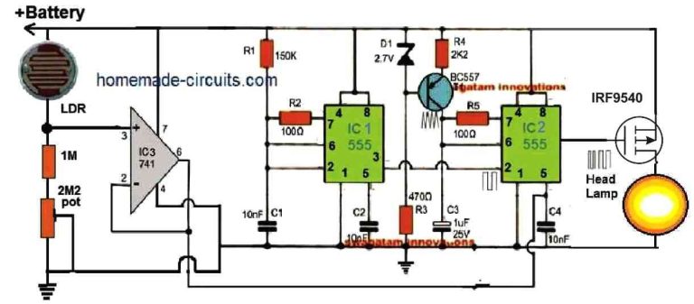 Self Adjusting Automobile Headlamp Circuit - Homemade Circuit Projects