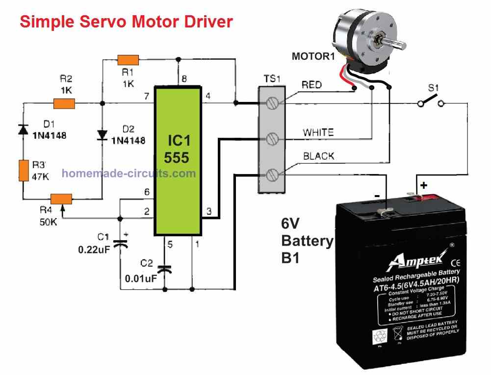 How To Control A Servo Motor Using Ic 555 Homemade Circuit Projects