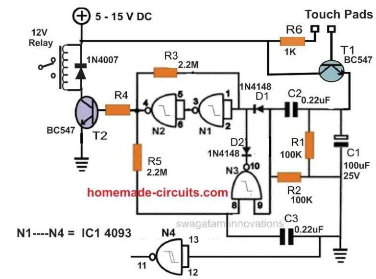 12 Simple IC 4093 Circuits And Projects Explained – Homemade Circuit ...