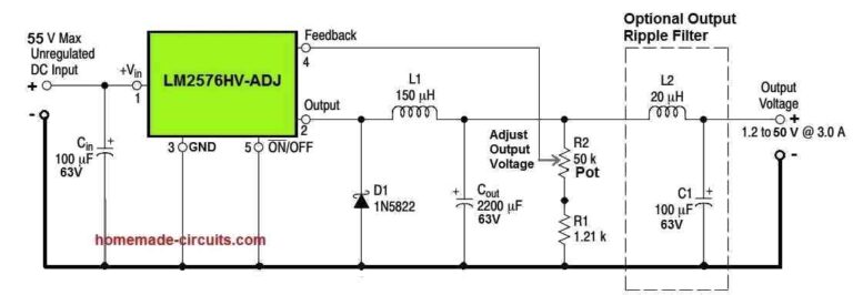 To V Adjustable Switching Power Supply Circuit Using Ic Lm