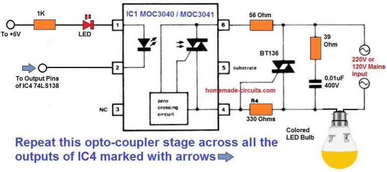 220 V Multiple Light Effect Generator Circuit – Homemade Circuit Projects