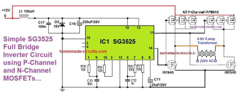 SG3525 Full Bridge Inverter Circuit - Homemade Circuit Projects