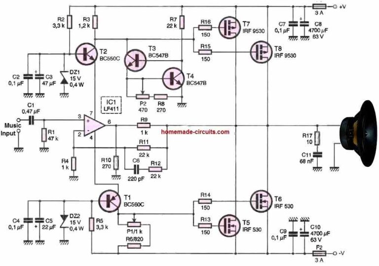 75 Watt Power Amplifier Circuit Homemade Circuit Projects 