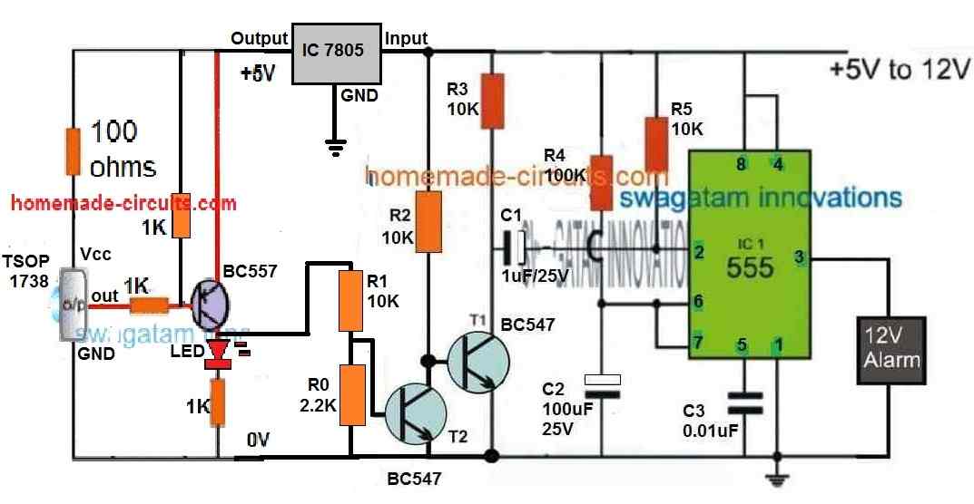 3 Accurate Infrared Intruder Alarm Circuits using Photodiodes ...