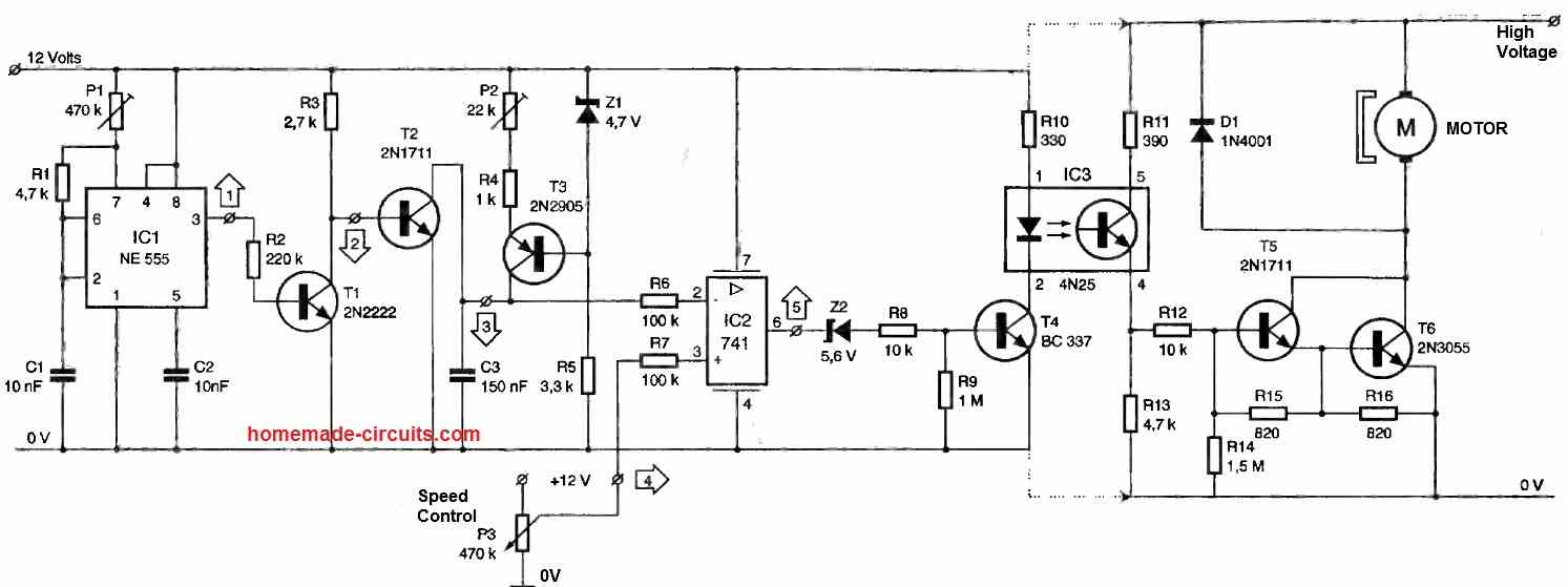 High Voltage DC Motor Speed Regulator Circuit – Homemade Circuit Projects