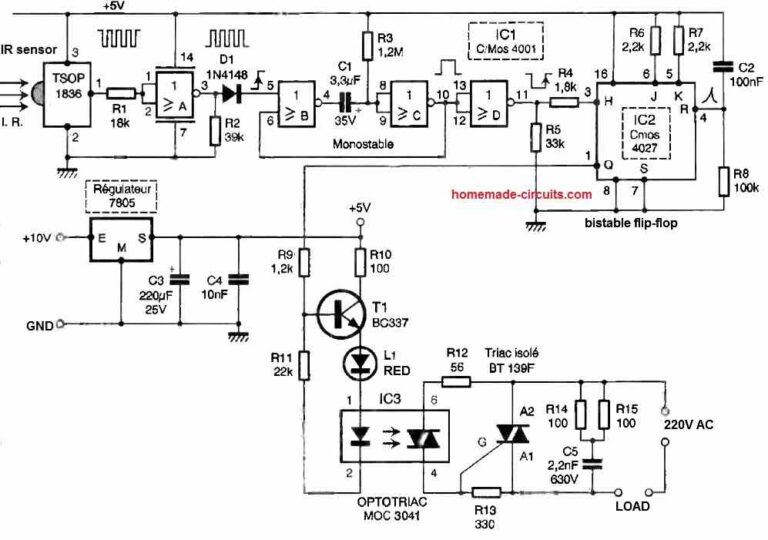 Control Lights, Fan, using TV Remote [Full Circuit Diagram] - Homemade ...