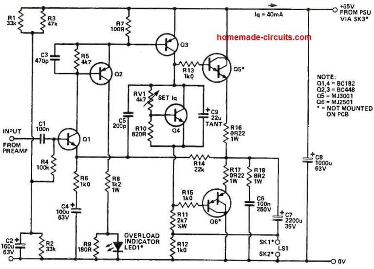 75 Watt Power Amplifier Circuit – Homemade Circuit Projects