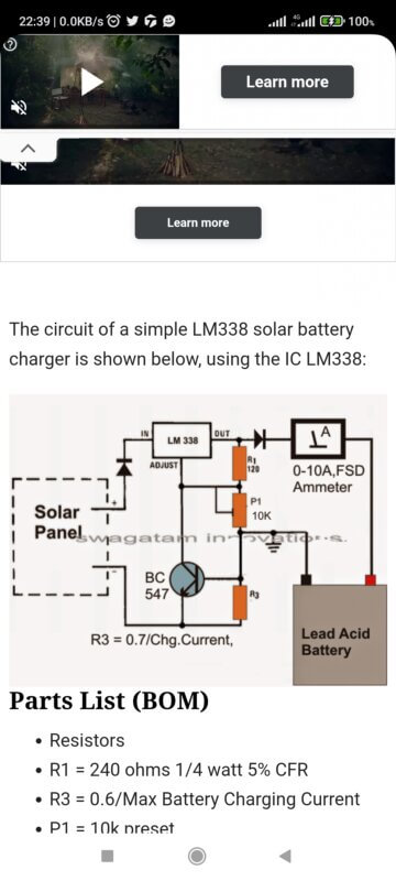 LM338 based charger circuit